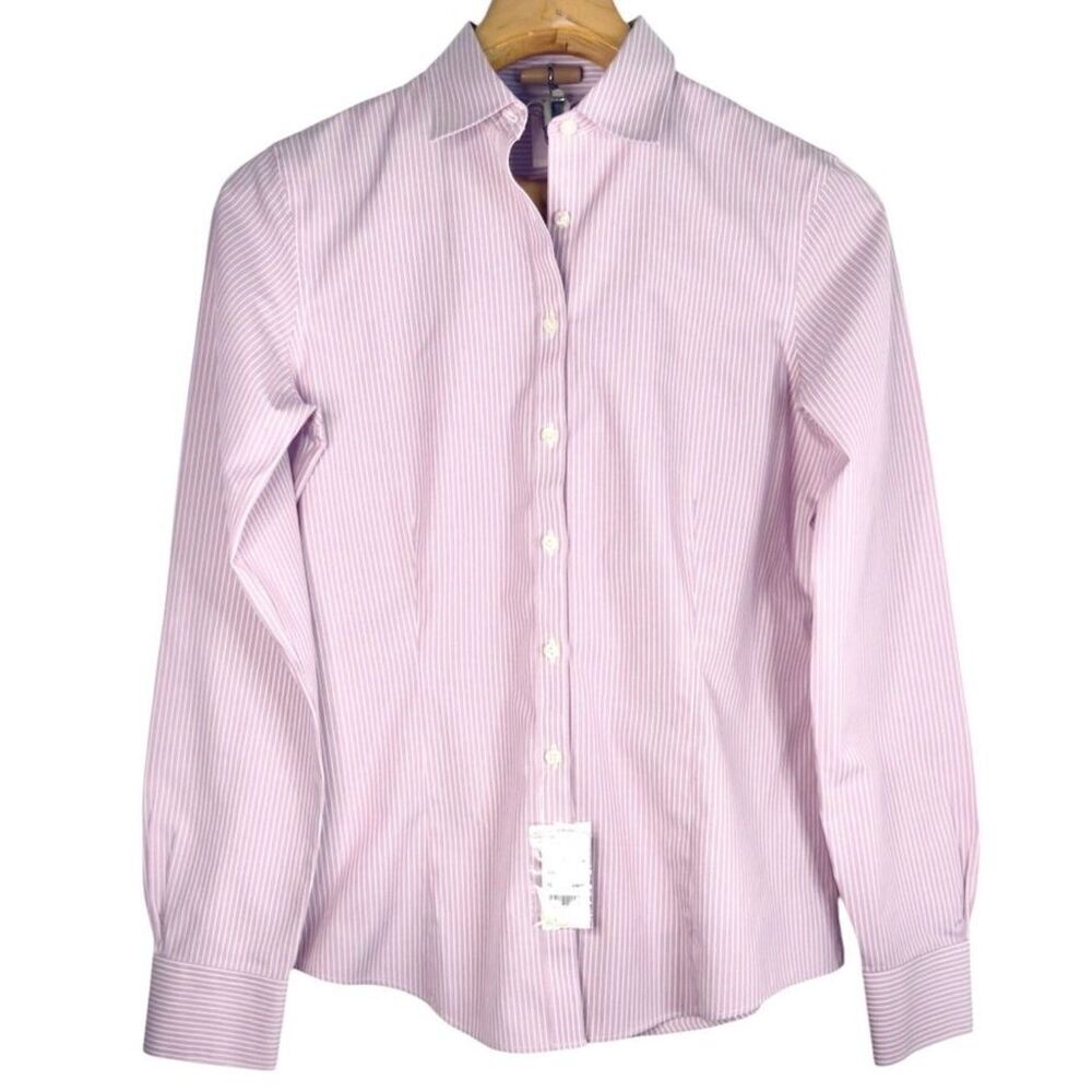 NWT Brooks Brothers Pink and White Stripe Down Button Down Blouse Size: 6